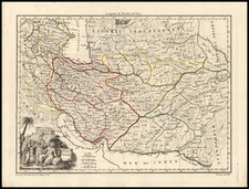 Central Asia & Caucasus and Middle East Map By Conrad Malte-Brun