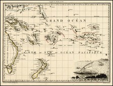 Australia & Oceania, Australia, Oceania and New Zealand Map By Conrad Malte-Brun