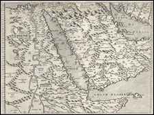 Asia, Central Asia & Caucasus, Middle East, Africa and North Africa Map By Giovanni Francesco Camocio