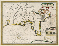 Florida, South and Southeast Map By Joannes De Laet