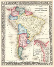 South America Map By Samuel Augustus Mitchell Jr.