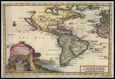 South America and America Map By Pieter van der Aa