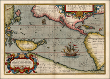 World, Western Hemisphere, Polar Maps, South America, Pacific and America Map By Abraham Ortelius