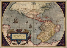 World, Western Hemisphere, South America and America Map By Abraham Ortelius