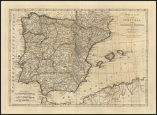 Europe, Spain, Portugal and Balearic Islands Map By Samuel Dunn