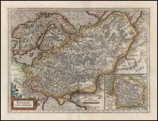 Europe, Russia, Baltic Countries, Balkans, Scandinavia, Asia and Russia in Asia Map By Gerard Mercator