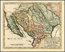 Texas, Southwest, Mexico and Baja California Map By Gilles Robert de Vaugondy