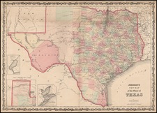 Texas Map By Alvin Jewett Johnson  &  Ross C. Browning