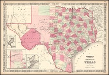 Texas Map By Benjamin P Ward  &  Alvin Jewett Johnson