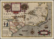 Mid-Atlantic and Southeast Map By Jodocus Hondius