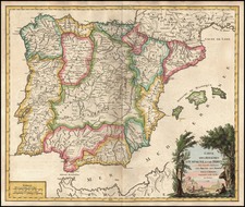 Europe, Spain and Portugal Map By Didier Robert de Vaugondy