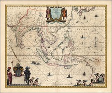 Asia, China, India, Southeast Asia, Philippines, Australia & Oceania and Australia Map By Willem Janszoon Blaeu