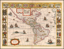 North America, South America and America Map By Willem Janszoon Blaeu