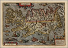 World, Atlantic Ocean, Europe, Iceland and Balearic Islands Map By Abraham Ortelius