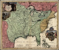 United States, South, Midwest, Plains, North America and Canada Map By Johann Baptist Homann