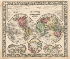 World and World Map By Samuel Augustus Mitchell Jr.