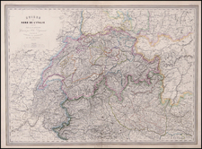 Europe, Switzerland and Italy Map By Adolphe Hippolyte Dufour