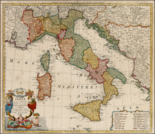 Italy and Balearic Islands Map By Homann Heirs