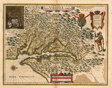 Mid-Atlantic and Southeast Map By Jodocus Hondius