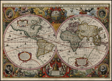 World and World Map By Henricus Hondius