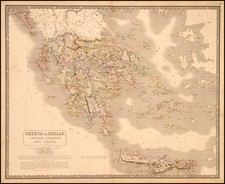 Europe, Balkans, Mediterranean, Balearic Islands and Greece Map By W. & A.K. Johnston