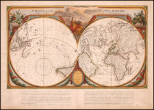 World, World, Northern Hemisphere and Southern Hemisphere Map By Giovanni Antonio Remondini