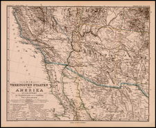 Southwest and California Map By Adolf Stieler