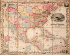 United States Map By Joseph Hutchins Colton