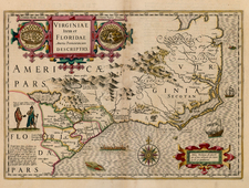 Mid-Atlantic and Southeast Map By Jodocus Hondius