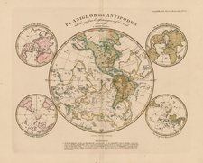 World, World, Eastern Hemisphere, Western Hemisphere, Northern Hemisphere, Southern Hemisphere, Polar Maps, South America, America and Curiosities Map By Adolf Stieler