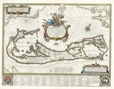 World, Atlantic Ocean and Caribbean Map By Willem Janszoon Blaeu