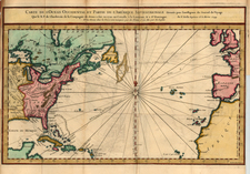 World, Atlantic Ocean and North America Map By Jacques Nicolas Bellin