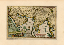 Asia, India, Southeast Asia and Middle East Map By Pieter van der Aa