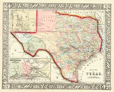 Texas Map By Samuel Augustus Mitchell Jr.