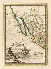 Texas, Southwest, Mexico, Baja California and California Map By Giovanni Maria Cassini