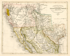 Texas, Southwest, Rocky Mountains, Mexico and California Map By Joseph Meyer