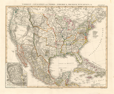 United States, Texas and Mexico Map By Adolf Stieler