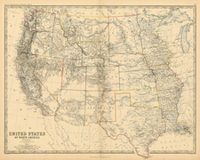 Texas, Plains, Southwest, Rocky Mountains and California Map By W. & A.K. Johnston