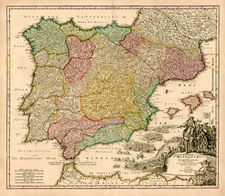 Europe, Spain, Portugal and Mediterranean Map By Johann Baptist Homann