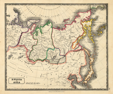 Asia, China, Central Asia & Caucasus and Russia in Asia Map By J. Gellatly