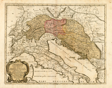 Europe, Europe, Austria, Hungary, Romania, Czech Republic & Slovakia, Balkans and Italy Map By F. Bertin