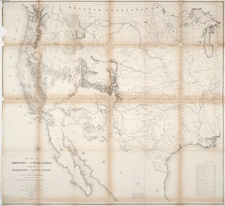 United States, Texas, Midwest, Plains, Southwest, Rocky Mountains and California Map By U.S. Pacific RR Survey