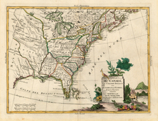 United States, South, Midwest and Canada Map By Antonio Zatta