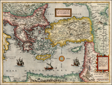 Europe, Balkans, Mediterranean, Asia, Central Asia & Caucasus, Holy Land, Turkey & Asia Minor, Balearic Islands and Greece Map By Cornelis de Jode