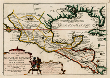 South, Texas, Southwest and Central America Map By Nicolas de Fer