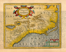 Mid-Atlantic and Southeast Map By Jodocus Hondius  &  Gerhard Mercator