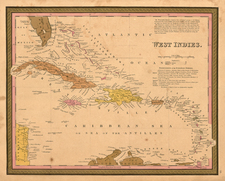 Southeast and Caribbean Map By Samuel Augustus Mitchell