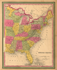 United States Map By Samuel Augustus Mitchell