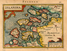 Netherlands Map By Abraham Ortelius / Johannes Baptista Vrients