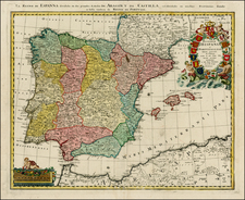 Spain and Portugal Map By Johann Baptist Homann